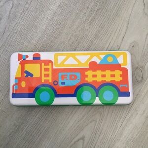 Rare Vintage Sanrio 1992 Rare Fire Truck Tin Pencil Box Storage Stationary